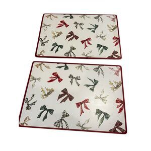 MacKenzie-Childs Holiday Bows Multicolor Christmas Rectangle Placemats Set of 2